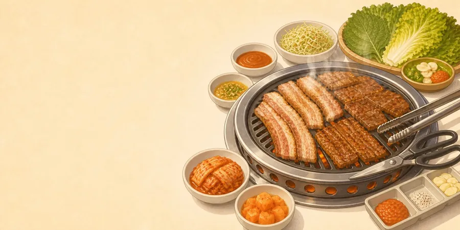 Dalmaji: a Korean barbecue table, one of the Menu Decoder scenes