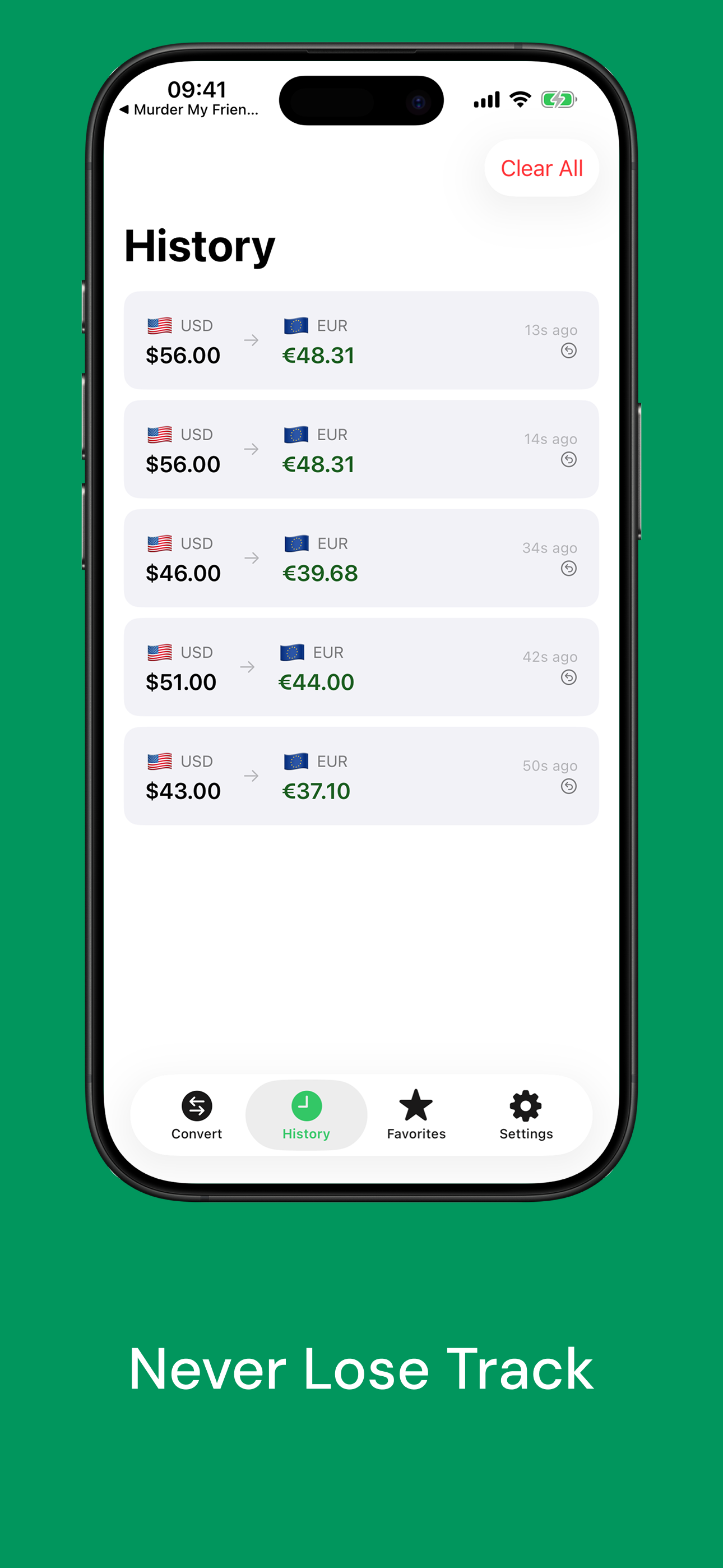 Never Lose Track — Conversion History